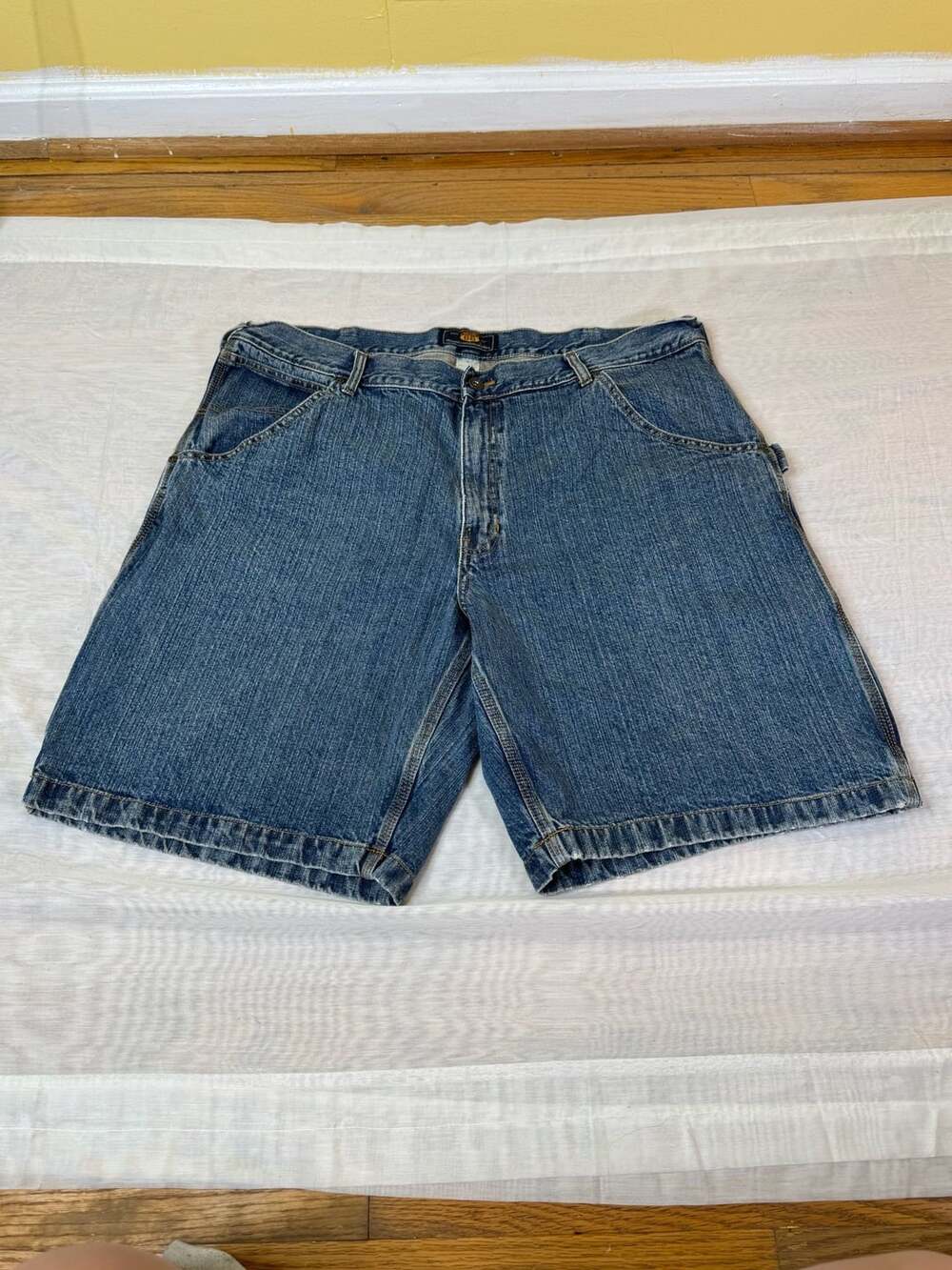 Route 66 Vintage Blue Denim Carpenter Utility Shorts Size 42